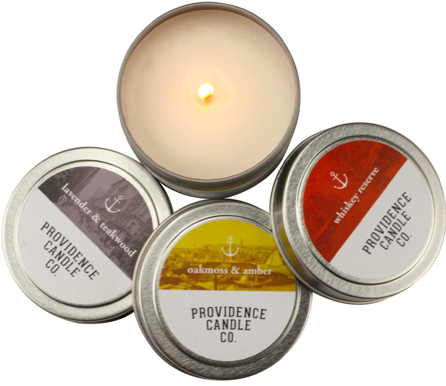 Providence Candle Company: Pure soy candles, sustainably sourced and blended with essential oils. 4 oz tin, $7.